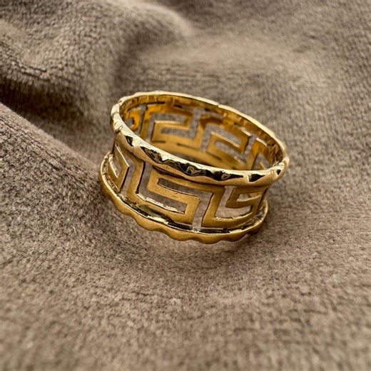 10k Yellow Gold Greek Key Ring, Band Size 6.5 - Etsy