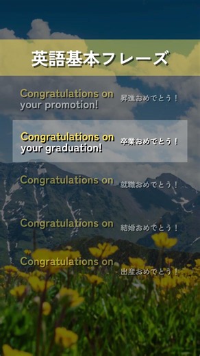 【英語基本フレーズ No.004】Congratulations on ～. （～おめでとう！）