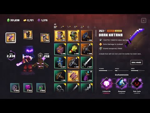 Minecraft Dungeons Yamato Build lvl263 Dark Katana Obsidian Pinnacle Apoc+25 6 Banners No Deaths