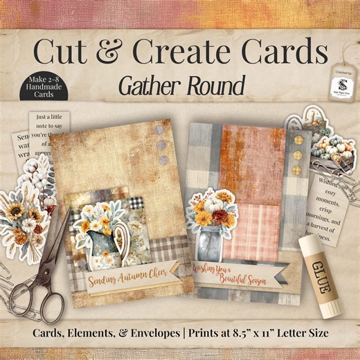 Pumpkin Plaid Card Making Kit – DIY Autumn Cards (printable PDF & JPG) SP108 - Etsy