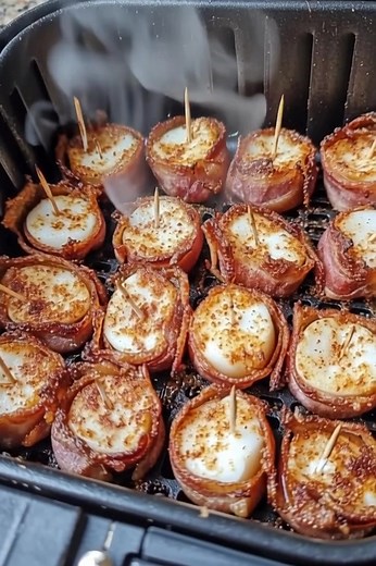 1.2K views | Air Fryer lovers 殺 Bacon-Wrapped Scallops Ingredients:...