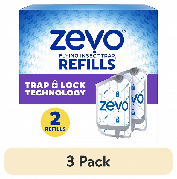 (3 pack) Zevo Flying Insect Trap Refill: 2 Indoor Light Trap Refill Cartridges Capture House Flies, Fruit Flies, and Gnats (2 Refill Cartridges) - Walmart.com