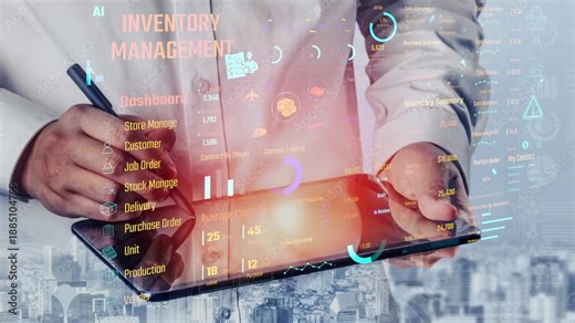 Inventory management dashboard showing supply chain performance, stock levels, order cycle times, cost reduction, and procurement ROI. Inventory tracking, and streamline warehouse efficiency. Thunk