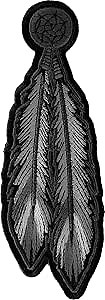 Iron on Feather Patch Black and White - 2.25x6.5 inch - Embroidered Iron on Patch (P6761)