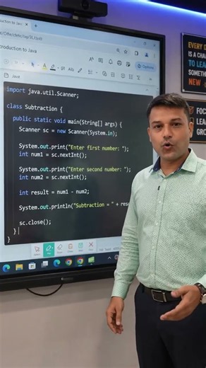 Write a program in Java to print the subtraction of a two number using scanner class?