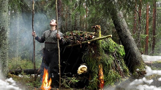 How I Built a Rain-Proof Shelter Using Only Primal Tools