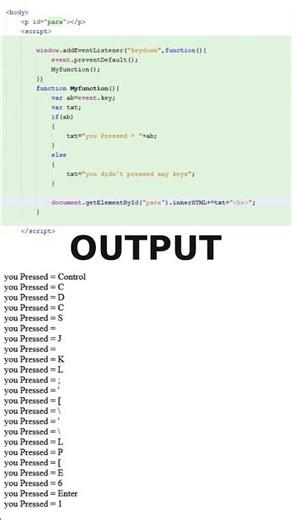Keyboard Events (onkeydown, onkeyup, onkeypress) in JavaScript in हिंदी