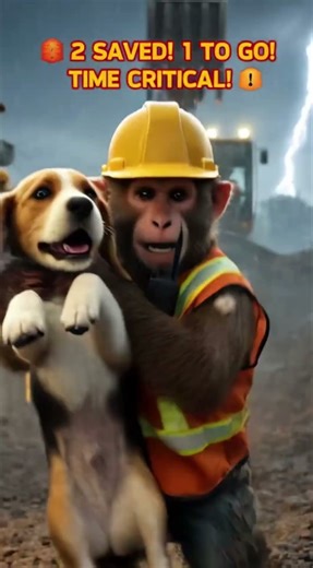 Baby Monkey Saves 3 Puppies Trapped in Earthquake Rubble | Emotional Rescue Mission