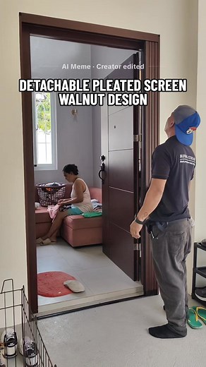 Detachable Pleated Screen Walnut Design | L & M Pleated Screen and Accordion Door