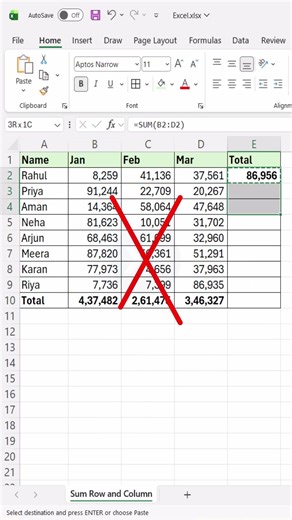 Stop SUM Like a Newbie – Automate It #excel #excelforbeginners #excelshortcuts #exceltips #office