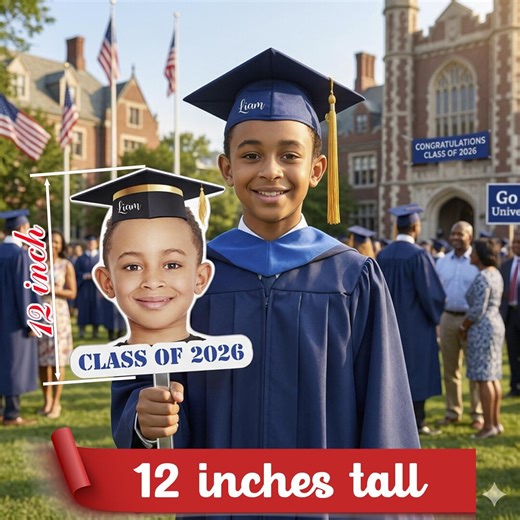 Custom Graduation Face Fan on a Stick, Class of 2026 Big Head Cutout, Personalized Grad Photo Prop, Graduation Party Decorations