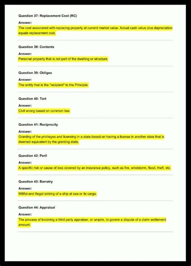 Chapter 3Terms Texas All Lines Exam Questions video