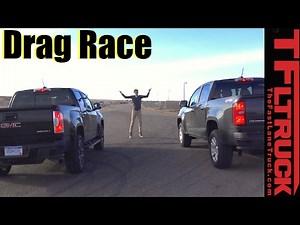 2017 GMC Canyon Duramax vs Chevy Colorado V6 Drag Race: Diesel vs Gasoline 0-60 MPH Mashup