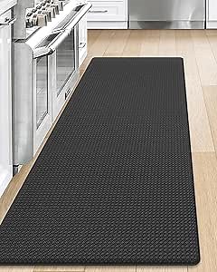 DEXI Kitchen Floor Mats Cushioned Anti Fatigue, 23x59 Standing Runner Rug | Black Waterproof, Soft Comfort, Memory Foam Antifatigue Padded Mats for Desk Office, Sink, Laundry