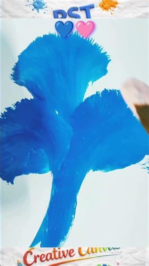 Relaxing Blue 💙 and Pink 🩷 Acrylic Flower Painting 🌸#art #vairalvideo #shorts #flowerdrawing #artist