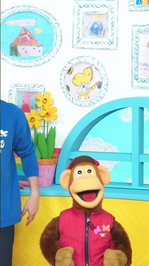 Milkshake! Monkey tells Derek some jokes in the Milkshake! Studio