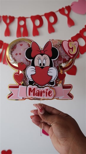 Minnie Mouse Valentine Cake Topper | February Birthday Party Decor - Etsy