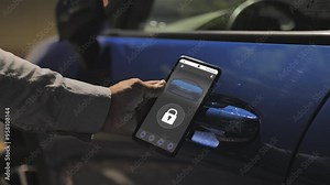 car keyless system,starting opening vehicle using smart phone app,unlocking automobile door with digital key smartphone mobile application