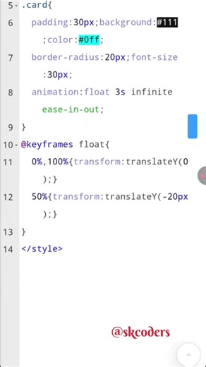 Floating Card Animation in HTML & CSS! #shorts #tredingshorts #code