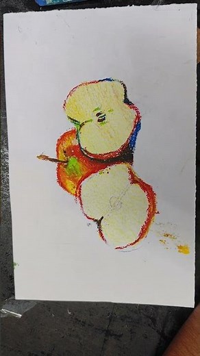 learn how to draw an apple with oil pastels colors and learn how to use oil pastels colors/ draw🍎🍏