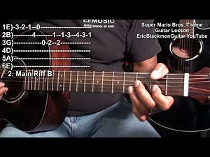 SUPER MARIO BROS. THEME Guitar Lesson TABS ‪@EricBlackmonGuitar‬