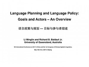 Language Planning and Language Policy: Goals and Actors – An Overview - SlideServe