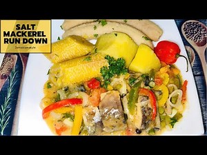 Jamaican Salt Mackerel Run Down | Run Dung in Coconut Milk with Bananas and Yellow Yam