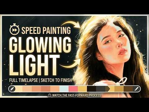 🚀 INSANE GLOWING LIGHT Speed Painting | Sketch to Finish Timelapse! (Satisfying Art Process)