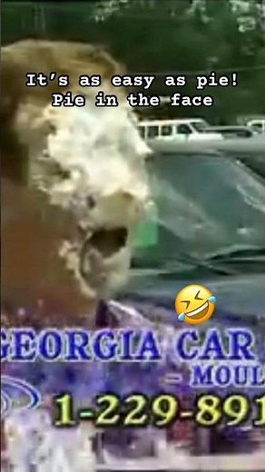 Pie in the face for Georgia car dealer from wife #pieintheface #piethrowing #womanpieingman