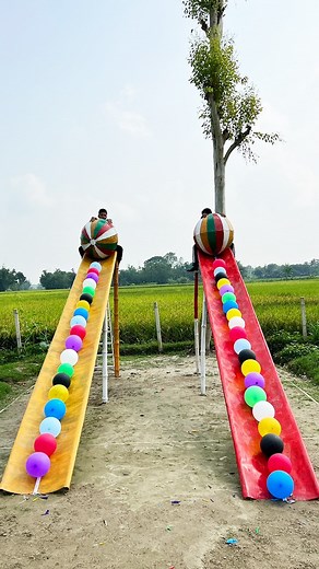 449K views · 3.6K reactions | Who can pop all the balloons first with the big ball? | The Village Game | Facebook