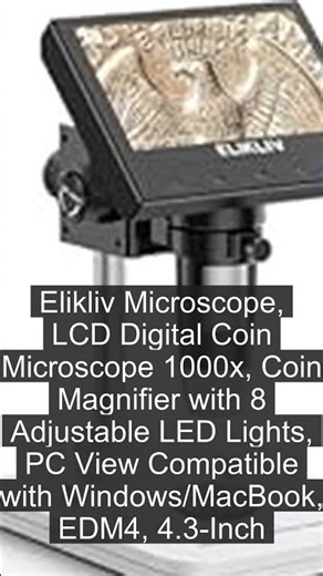 🔥 Elikliv Microscope, LCD Digital Coin Microscope 1000x, Coin Magnifier with 8 Adjustab — $0.00