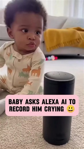 Baby asks Alexa echo dot speaker to record him crying... #funny #toddler #comedy #kid
