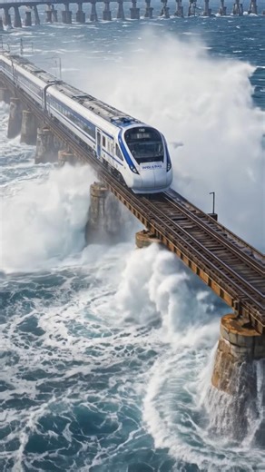 Vande Bharat vs Samundar 🌊🔥 | Pamban Bridge Cinematic Shot 🇮🇳