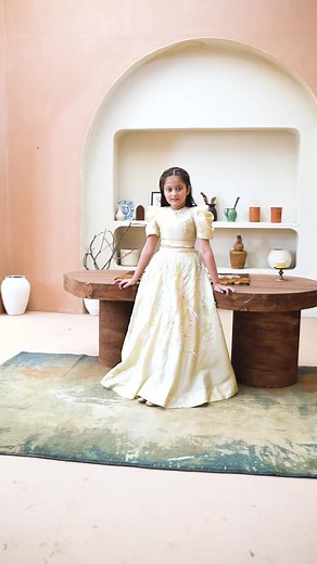 Daffodils Kids' Party Dress in Dull Gold