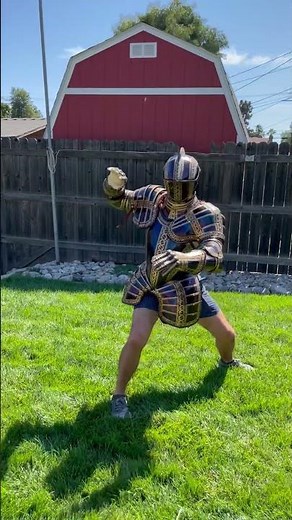 My friend trying out the upper part of the Greenwich armour.