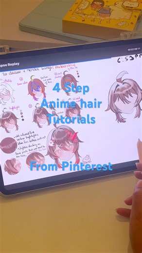 Anime hair tutorials from #pinterest #animehair #digitalart #howtodrawhair #procreate