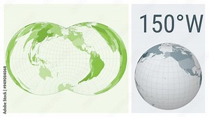 World Map Animation. Rectangular (War Office) polyconic projection. Colored countries style. Animated world map in Rectangular Polyconic projection.