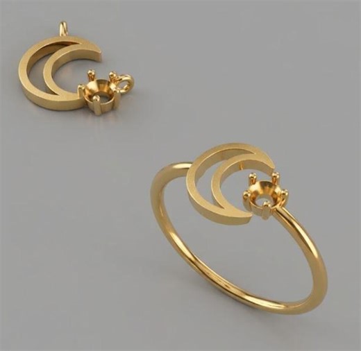 Moon Ring 3D Model: Rhinoceros Jewelry Design (3DM, STL, OBJ) - Etsy