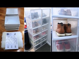 Finessy XL Clear Plastic Stackable Shoe Storage Boxes | Full Review with Assembly + Demo