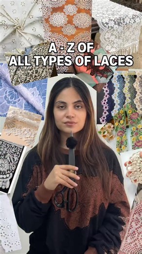 Chahat on Instagram: "A-Z OF DIFFERENT TYPES OF LACES🧵 1. Alençon Lace — Fine French needle lace with a raised corded outline and intricate floral motifs. 2. Bat Lace — Heavy lace with bat-shaped or wing-like motifs, often used decoratively. 3. Bobbin Lace — Lace made by twisting threads on bobbins over a pinned pattern. 4. Brussels Lace — Delicate Belgian lace combining needle and bobbin techniques with airy motifs. 5. Chantilly Lace — Lightweight French bobbin lace known for detailed floral p