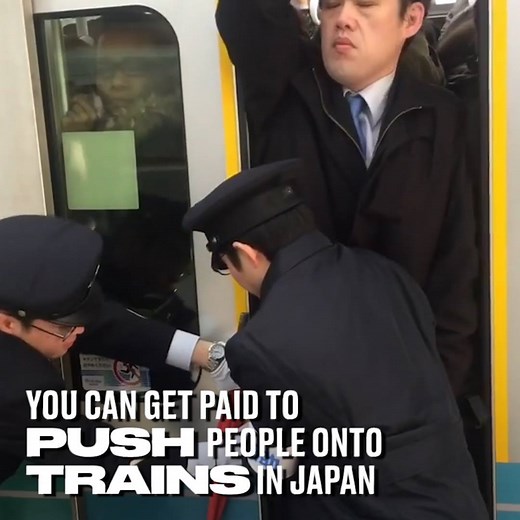 This must be one of the weirdest jobs in the world - cramming people into trains! 😯🚄 | LADbible