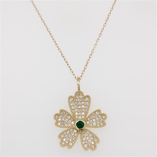 Emerald Bloom Diamond Pendant - Etsy
