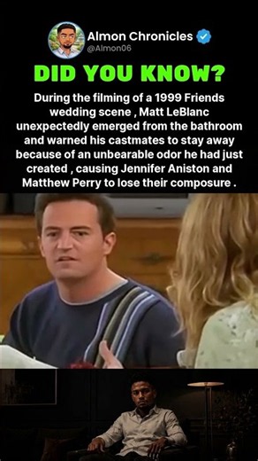 During the filming of a 1999 Friends wedding scene, Matt LeBlanc unexpectedly em...