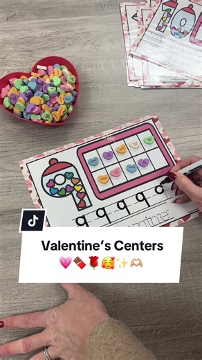 Kindergarten Valentine’s Centers! 🩷🍫🌹🥰 Hands-on and fun math and literacy activities your kinders will enjoy! ✨🫶🏼 #teachersoftiktok #valentinesday #kindergartenteacher #teacherlife #kindergartenactivities
