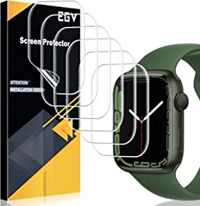 EGV [6 Pack Screen Protector Compatible With Apple Watch Series 7 45mm and Series 6 44mm, Flexible TPU Film [Support Fingerprint] HD Transparent