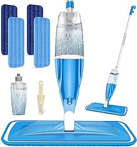 Spray Mop for Hardwood Floors Cleaning: Microfiber Wet Dry Floor Mops with 4 Washable Pads for Swiffer PowerMop - Flat Mop with Sprayer for Kitchen Tile Wood Laminate Vinyl