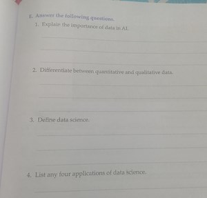 Explain the importance of data in AI.Differentiate between qua... | Filo