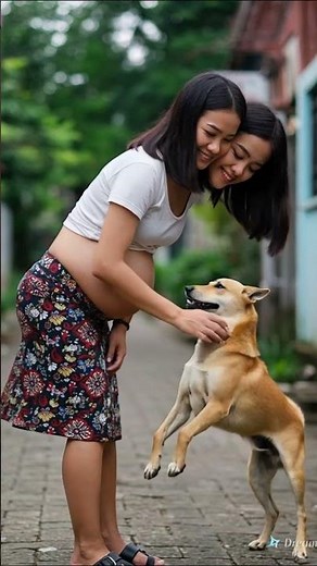 Two Headed Conjoined Woman with Her Beloved Dog