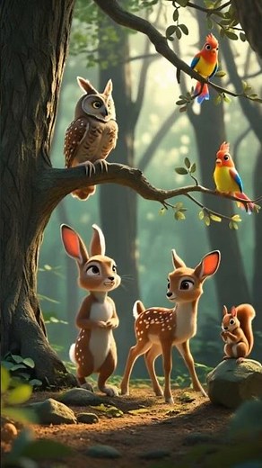 “Magical Woodland Gathering – Adorable 3D Forest Animal Scene” #shorts #cartoon