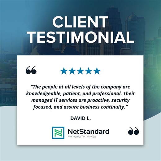 𝐖𝐞 𝐚𝐩𝐩𝐫𝐞𝐜𝐢𝐚𝐭𝐞 𝐭𝐡𝐞 𝐭𝐫𝐮𝐬𝐭 𝐨𝐮𝐫 𝐜𝐥𝐢𝐞𝐧𝐭𝐬 𝐩𝐥𝐚𝐜𝐞 𝐢𝐧 𝐍𝐞𝐭𝐒𝐭𝐚𝐧𝐝𝐚𝐫𝐝. ⭐ Thank you for allowing us to support your operations and technology goals. Strong partnerships are built on consistency, transparency, and shared success. 𝐋𝐞𝐚𝐯𝐞 𝐚 𝐑𝐞𝐯𝐢𝐞𝐰 👉 https://g.page/netstandard-it 📞 (913) 423-3827 🌐 https://netstandard.com/ | NetStandard